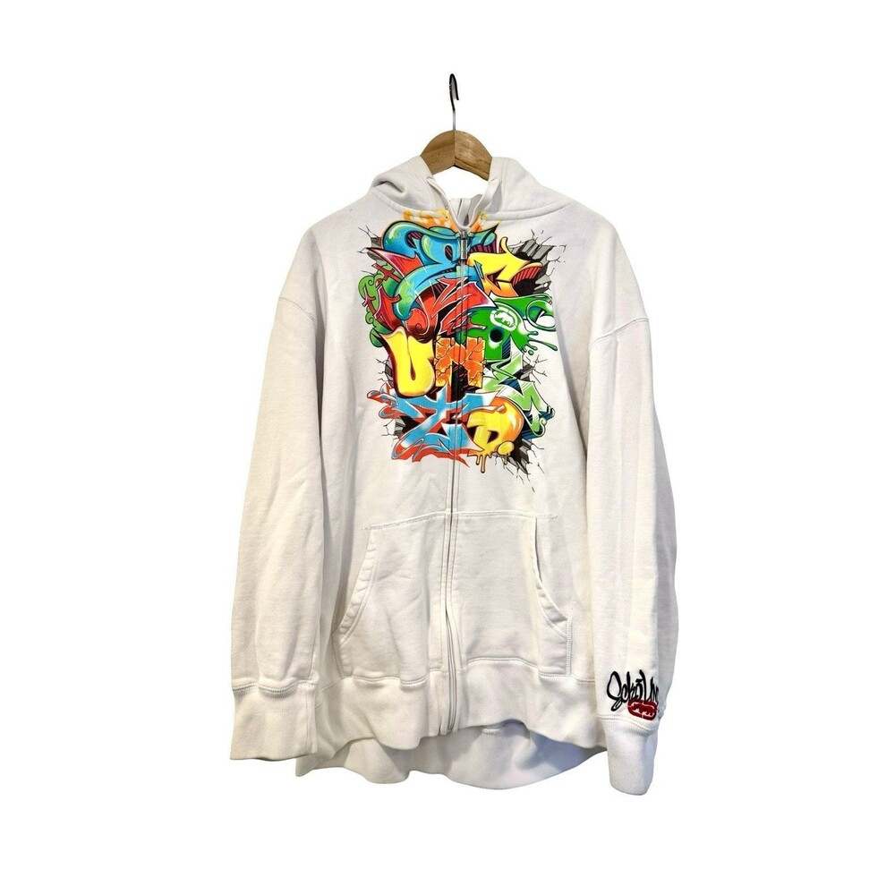 VTG Ecko Unltd Graphic Graffiti Hoodie XXL 90s Rap Hiphop Y2K Streetwear RARE!!!